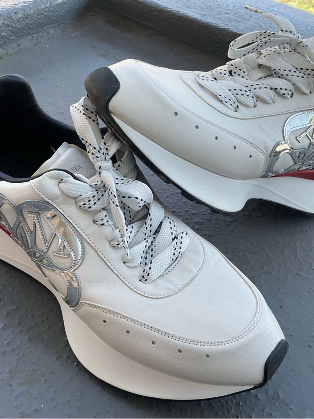 Alexander McQueen Men's Sprint Runner in White/multicolor 46/13